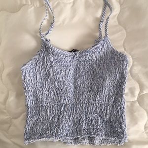 Brandy Melville white and blue striped top